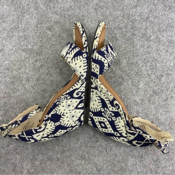 Seychelles Thyme Navy Print Ankle Strap Wedges Women’s Size 7 - Picture 4 of 11